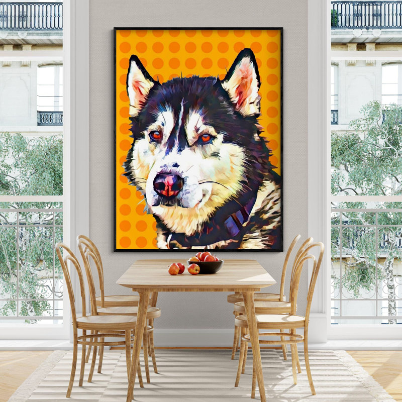 Kyle Pop Dog par Kim Curationa, Noir, Impression encadrée sans passe-partout, H 12 po x l 16 po