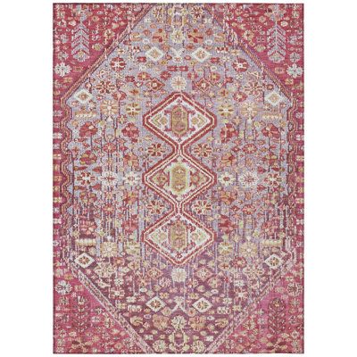 Tapis intérieur / extérieur Xhevrie Merlot lavable à la machine