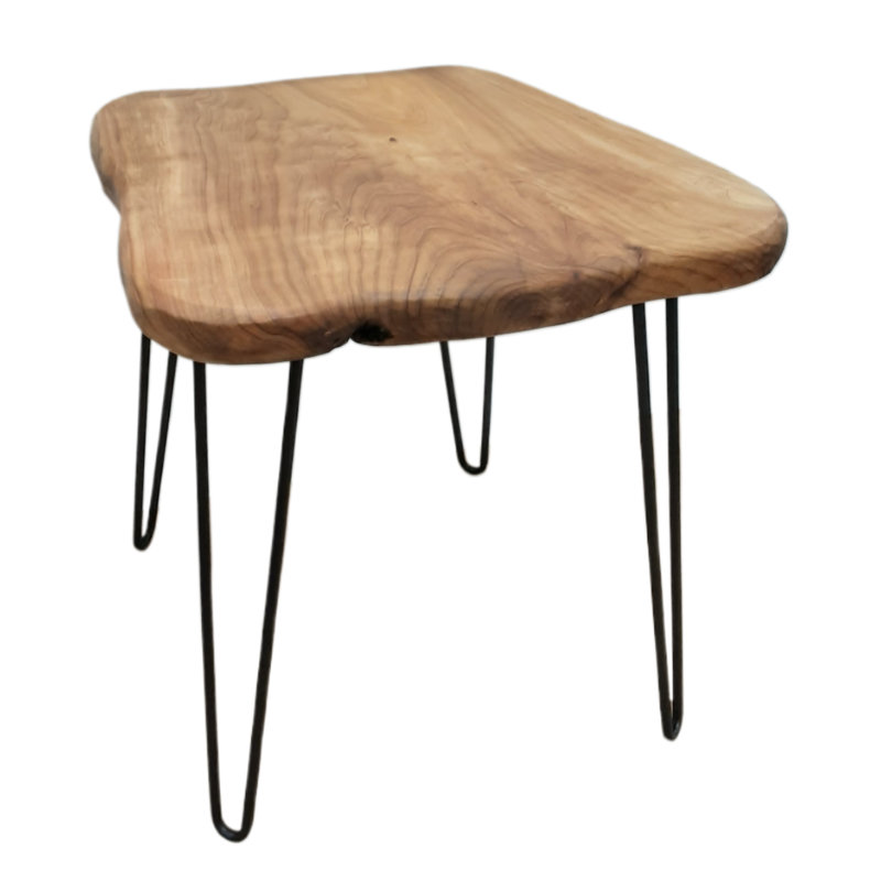Table basse Live Edge avec pieds en métal - 20 x 20 x 20,5 po