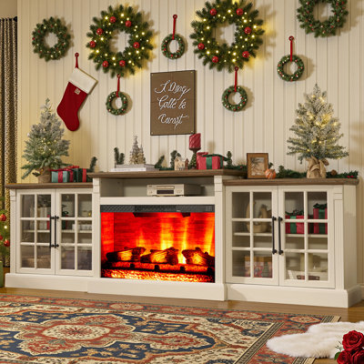 70" TV Stand for TVs up to 80" with Fireplace Included