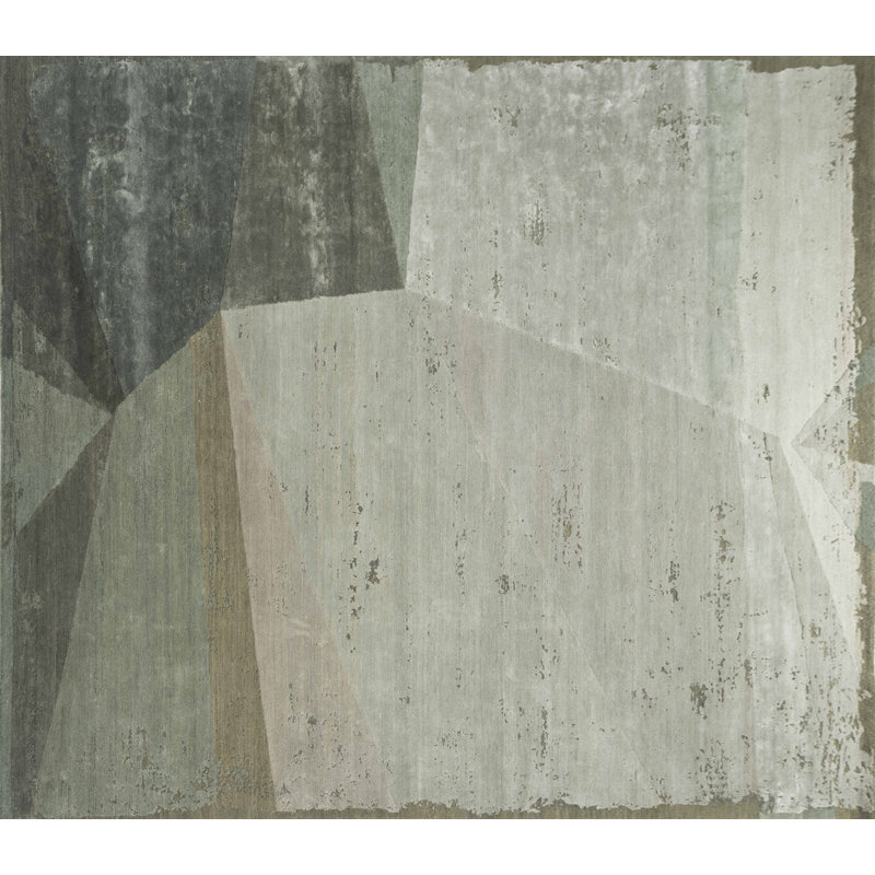 Tapis rectangulaire contemporain en laine noué à la main