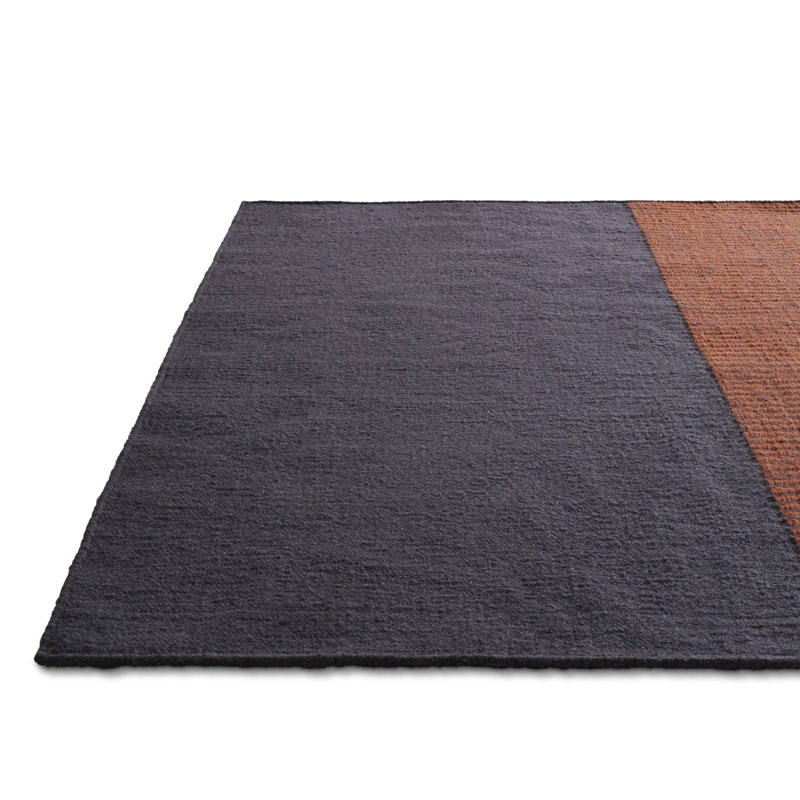 Light Between Wool Striped Area Rug in Indigo/Red, Rectangle 9' x 12'