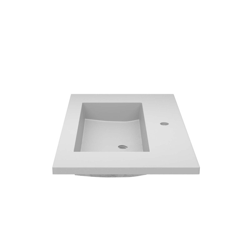 Plateau de meuble-lavabo en béton avec lavabo 36,5 po Capistrano, Simple, Perle