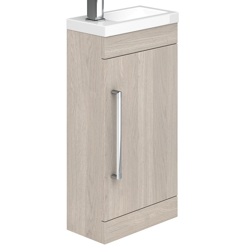 395mm Single Bathroom Vanity with Integrated Ceramic Basin, Light Elm