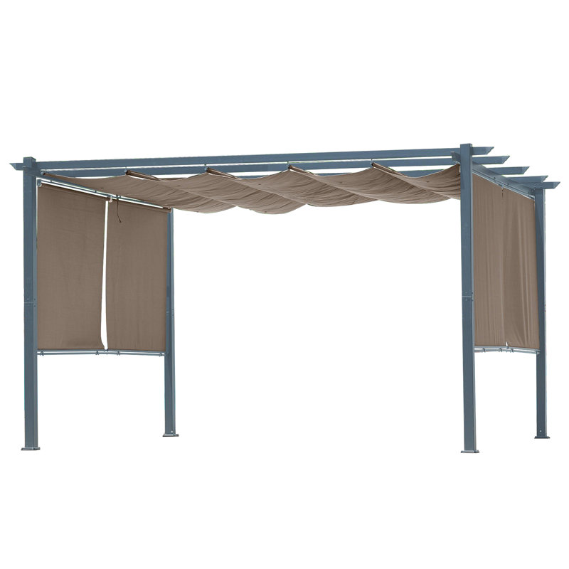 Aoodor Aluminum Pergola with Canopy, 10 ft. x 13 ft., Brown