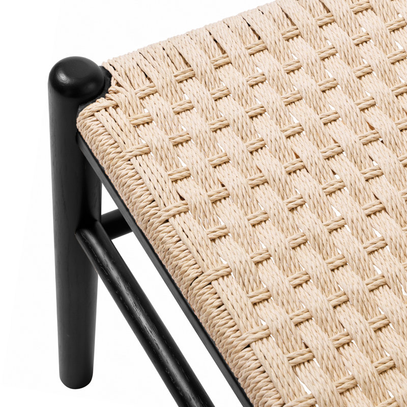 Chaise d'appoint moderne du milieu du siècle en bois massif, chaise de salle à manger à dossier échelle, avec assise tissée (ensemble de 2)