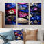 Mauve et bleu fractal moderne vagues III - ensemble de décorations murales vagues abstraites modernes-107200997-107200998