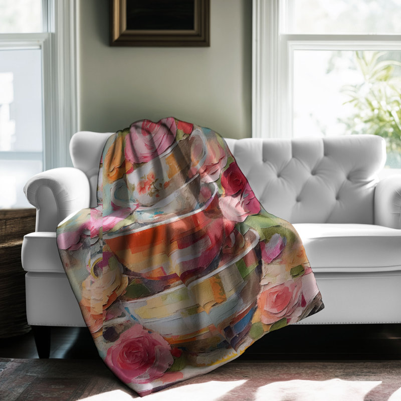 Jeté Funky Tea Fête - 1 pièce Sherpa Premium, L 60 po x L 80 po