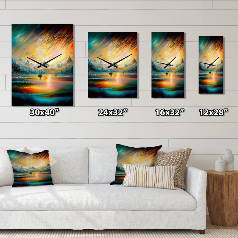 Horloge murale moderne Mystical Aurora Borealis, Grand