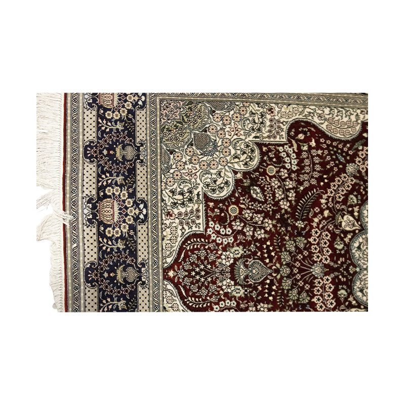 Hand-Knotted High-Quality Red and Blue Area Rug