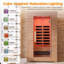 Sauna infrarouge lointain à faible champ électromagnétique pour une personne, en bois de pin de qualité supérieure, avec 6 éléments chauffants infrarouges, éclairage de chromothérapie et audio Bluetooth.