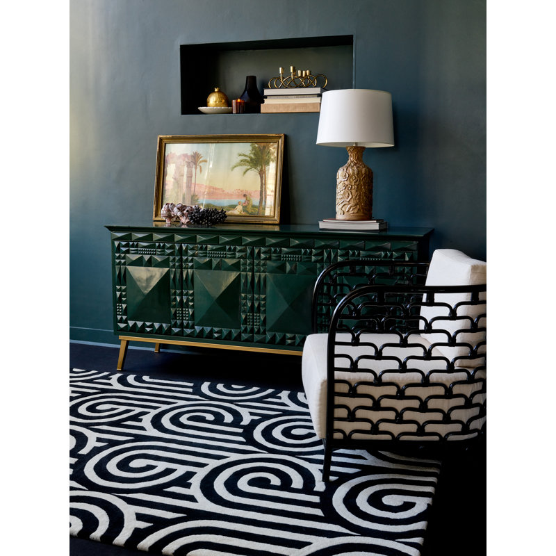 Wool Geometric Area Rug, Rectangle 3'11" x 5'11"