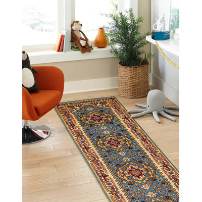Hand-knotted Serapi Heritage Blue Wool Rug 2'6" x 9'11"