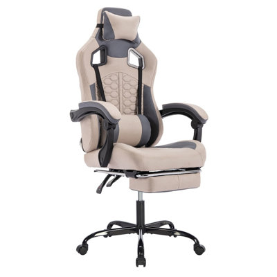 Massage Gaming Chair - Ergonomic High Back PVC Leather with Footrest, Headrest & Lumbar Support, 300LBS