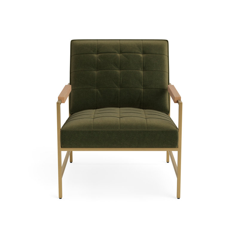 Major Arm Chair, Natural, Performance Velvet - Balsam, Brushed Brass