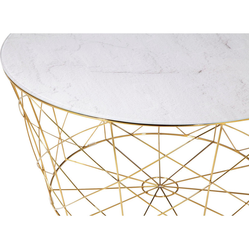 Frimunt Frame Coffee Table, White, Gold