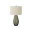 H 24 po, lampe de table, résine grise, abat-jour ivoire / crème, contemporain
