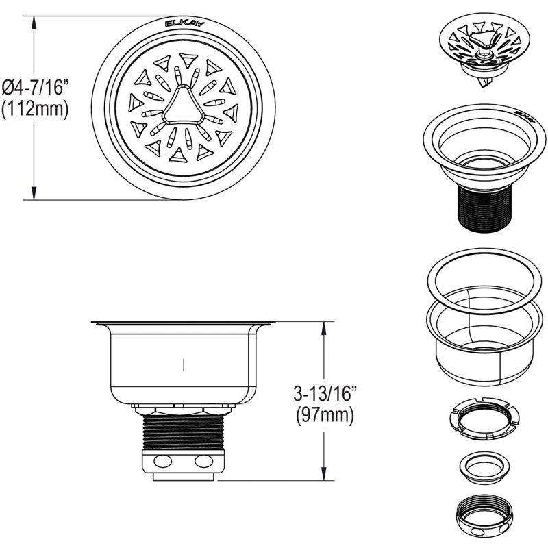 3.5" Pop-Up Kitchen Sink Drain, Satin