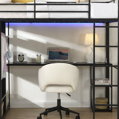 Lit mezzanine avec bureau Gaming