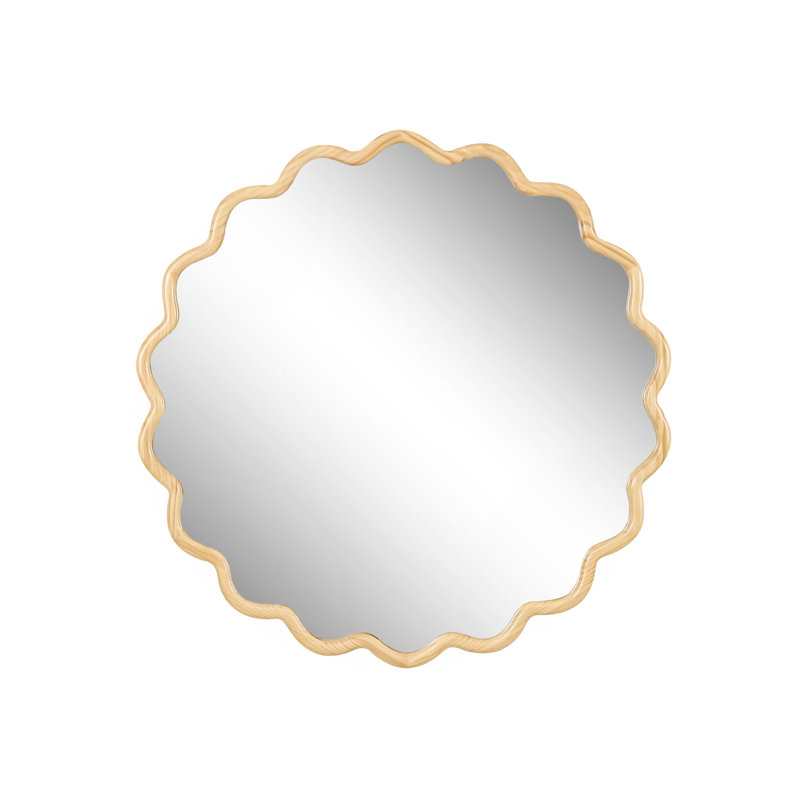 Décoration murale miroir de meuble-lavabo en bois massif pour salle de bain et chambre à coucher, 31 po x 31 po, Bois naturel