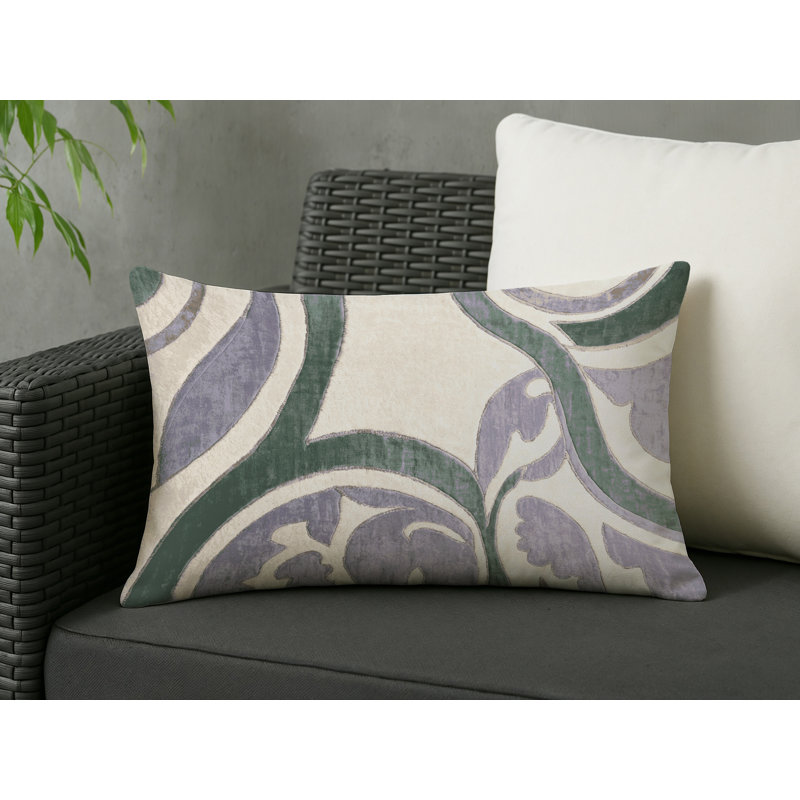 Coussin décoratif intérieur / extérieur gris Modern Modern, Rectangle H 18 po x l 25 po, Beige abstrait 30