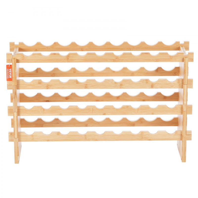 36 Bottle Stackable Modular Wine Rack Bamboo Wood Display Shelf 4-Tier