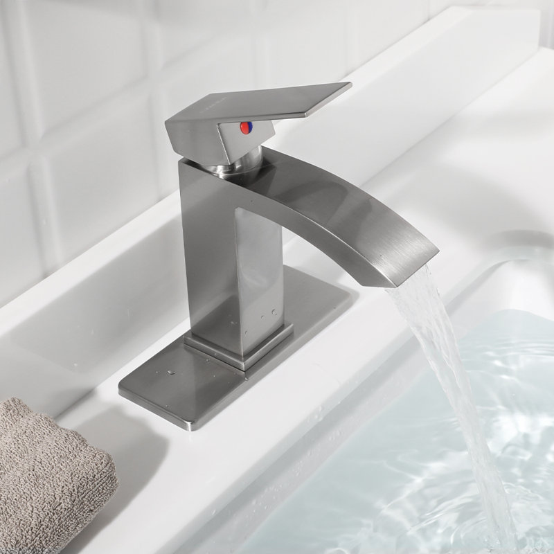 Single-Hole Single-handle Bathroom Faucet with Drain Assembly, Brushed Nickel