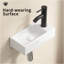 Lavabo mural à petite vasque rectangulaire en céramique avec lavabo à gauche, sans robinet ni bonde