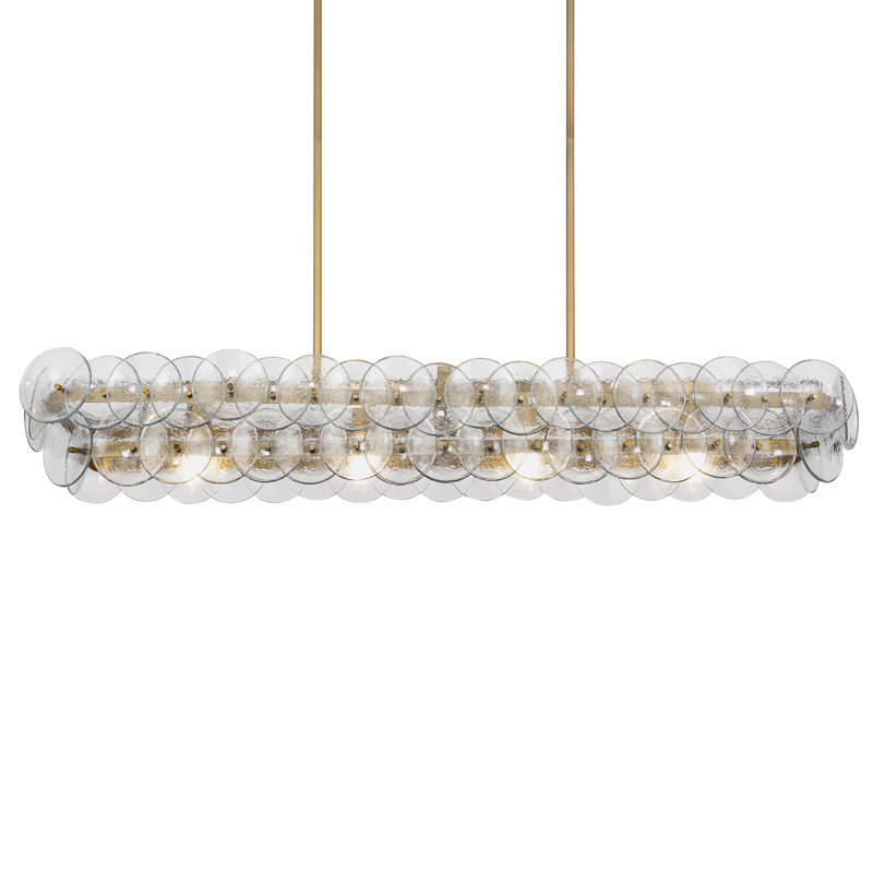 Loren-Linear Pendant, Weathered Brass/Textured Clear