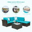 Ensemble de conversation en osier / rotin pour 5 personnes avec coussins-98637092