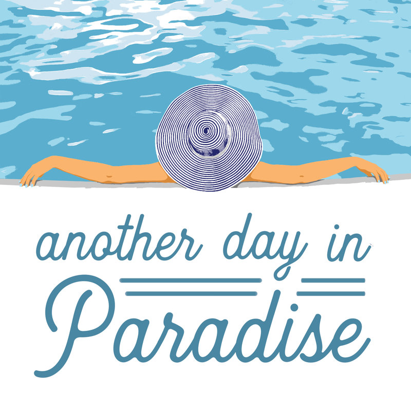 Hat And Pool Paradise - Wrapped Canvas Print, 30cm H x 30cm W x 3.8cm D