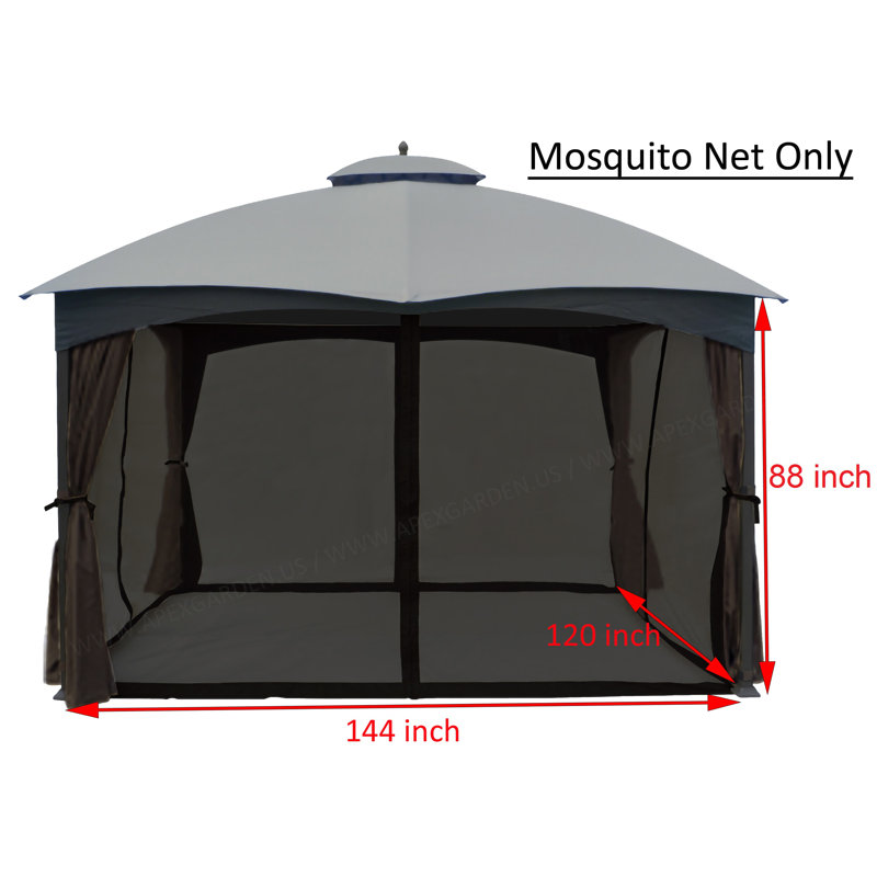Moustiquaire de remplacement Universal APEX GARDEN pour pavillon de jardin 10 pi x 12 pi, Noir