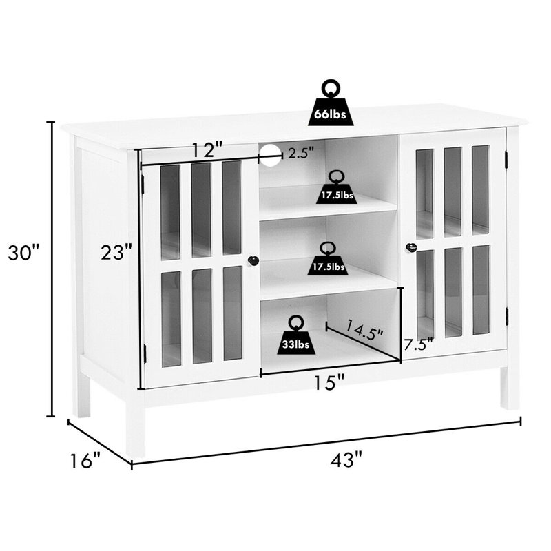 Cardone Modern Wooden TV Stand Console Cabinet for 50 Inches TV, White