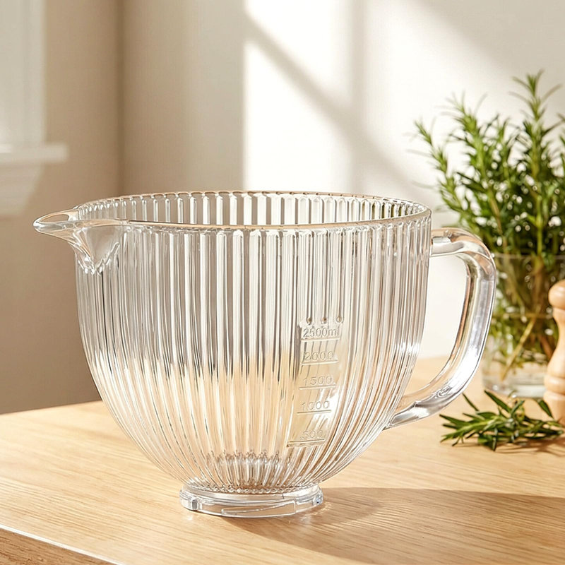 GVODE 5-Quart Glass Mixing Bowl, Compatible with KitchenAid® 4.5-5 Qt Tilt-Head Mixers, Lid & Markings, Microwave Safe