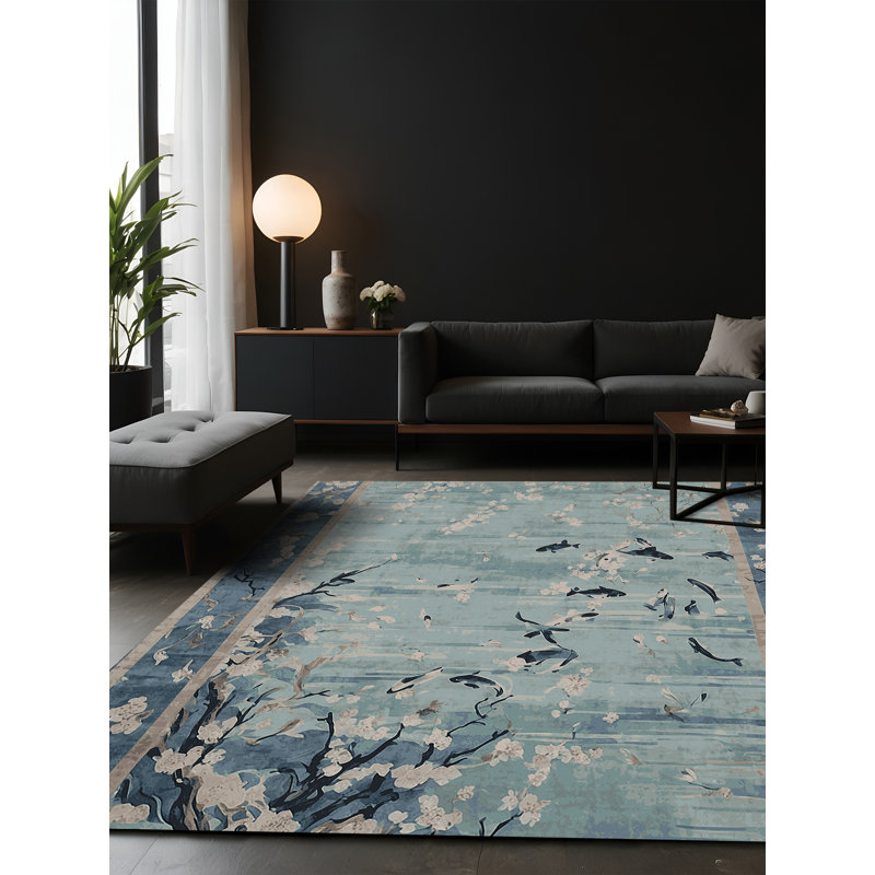 Tapis gris soyeux et moelleux, Rectangle 5 pi x 7 pi