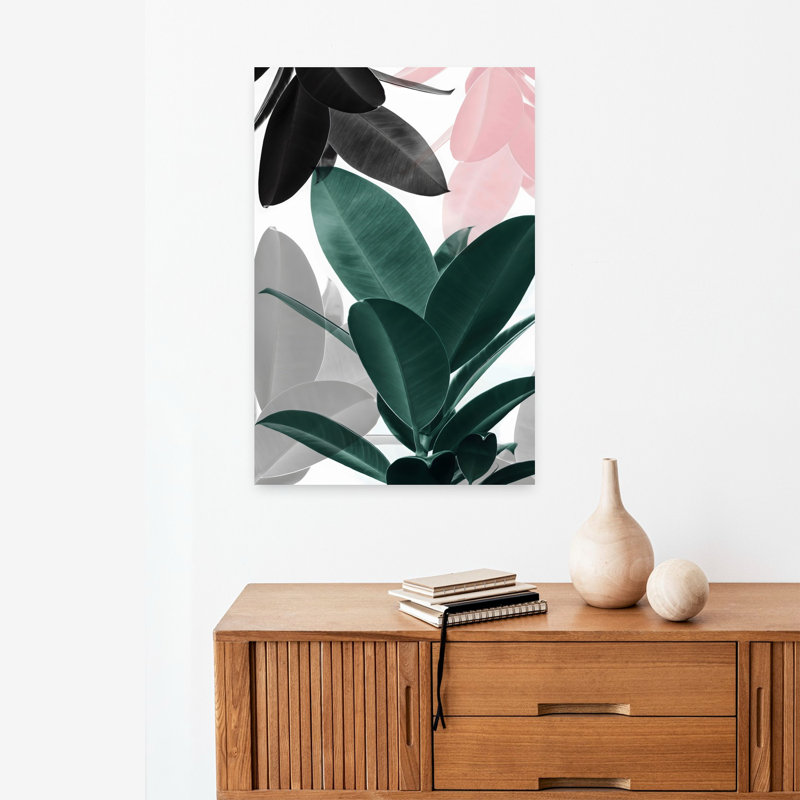«Leaf Play», art mural contemporain abstrait, H 24 po x l 16 po