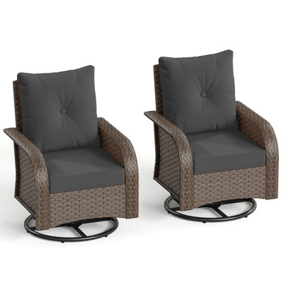 Two Piece Woven Rattan Outdoor Swivel Chair Set