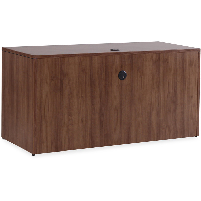 Walnut Laminate Desk Shell with Drawer and Filing Cabinet
