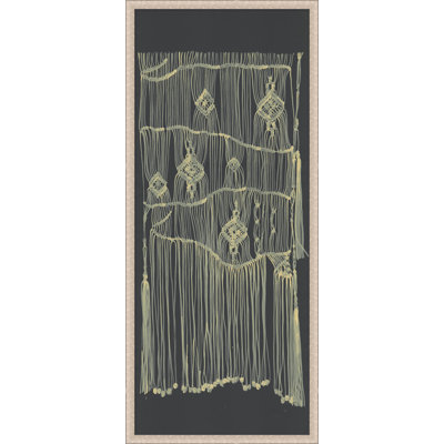 Macramé sur gris 2 - Peinture sur papier encadrée