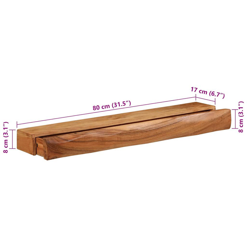 Wall Shelves 2 Pcs Solid Wood Acacia, 8cm H x 80cm W x 17cm D