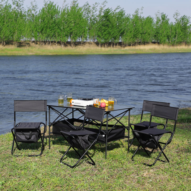 Ensemble repas extérieur pour 4 personnes Keviona, Noir