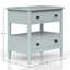 Table de chevet bleue avec deux tiroirs - bois massif et deux rangements combinés