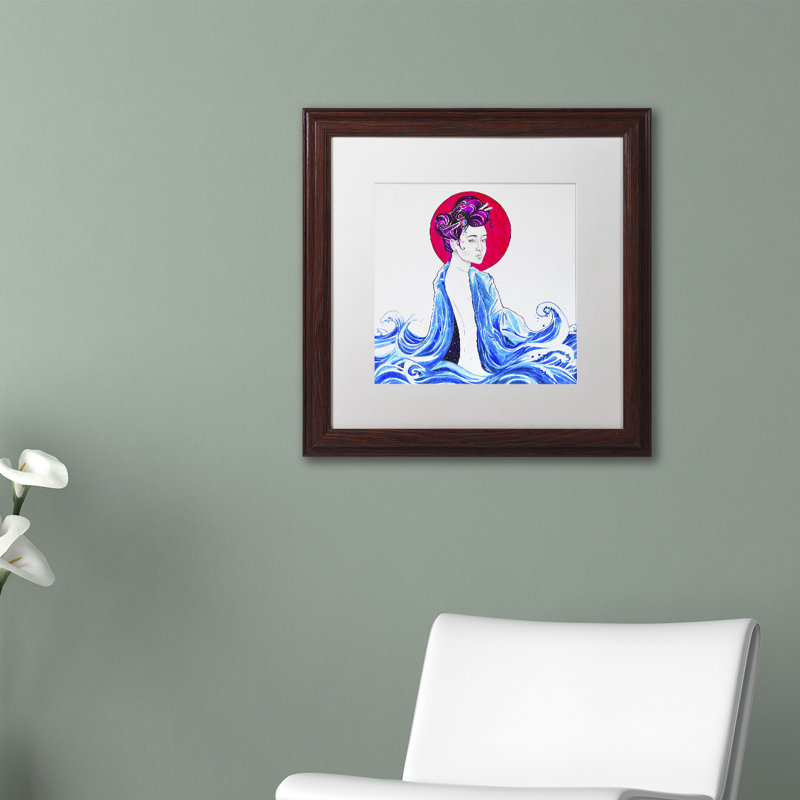 Henry Yume par Henry - reproduction d'art sur toile, H 16 po x l 16 po, Blanc, Encadrement grain de bois