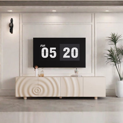 Creamy style simple design sense TV cabinet