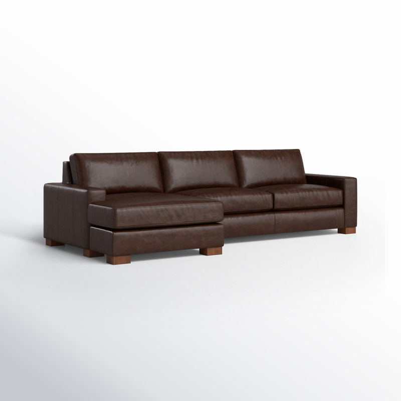 Jonie Genuine Leather 2-Piece Chaise Sectional, Left Hand Facing, Bistro Rustic Genuine Leather