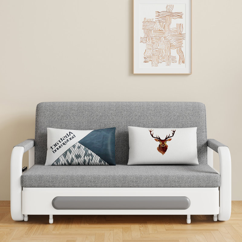 Grand canapé-lit pliable convertible, canapé-lit avec espace de rangement, gris, H 37,4 po x l 59,84 po x P 34,25 po