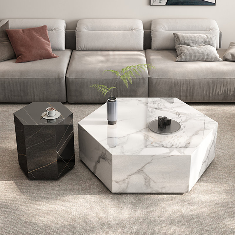 Ensemble de tables basses hexagonales Simple Living Room, Blanc / gris clair