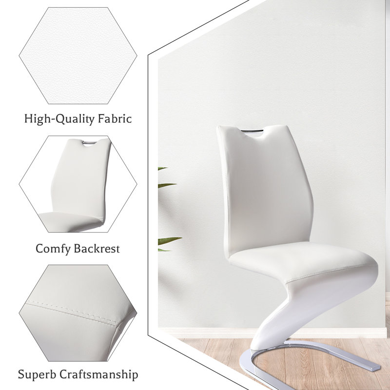 Appoline 36.6"H Modern Kitchen Dining Chair, Mermaid Dining Chair with Stable Steel 'Z' Legs, Solid Back Upholstered Chair (2 Chairs)