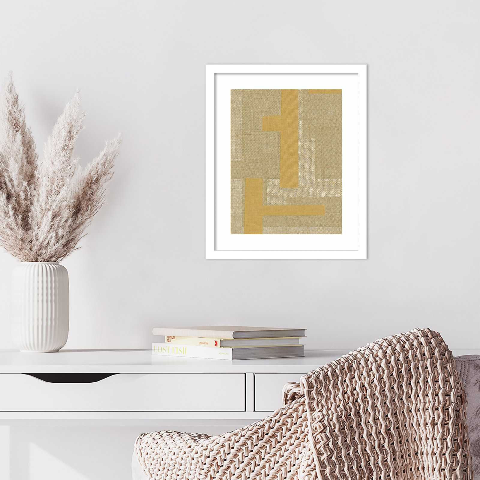 Fabric Pattern Collage No. 4 Print, White, 17" H x 14" W