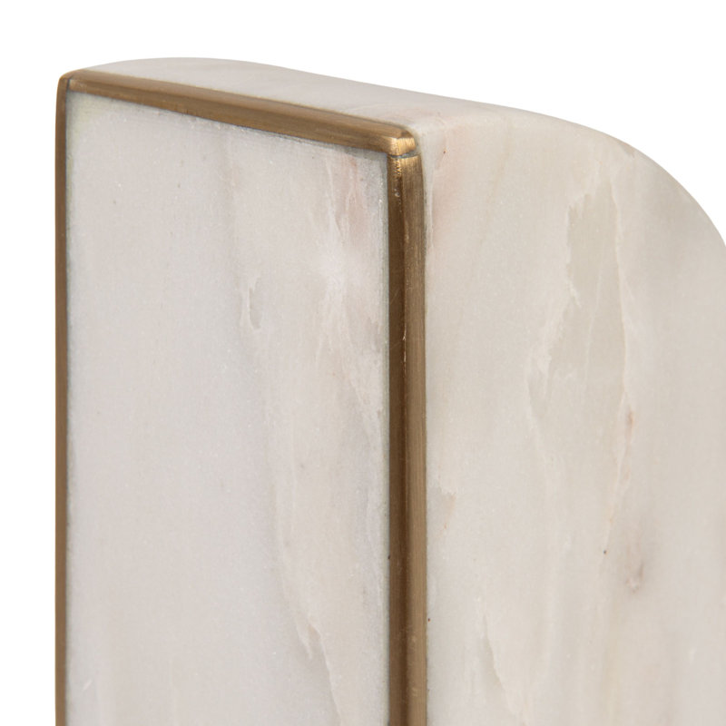 2-Piece Marble Bookends With Brass Inlay